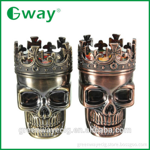 Unique design king skull shape metal herb grinder weed / spices skull grinder wholesale